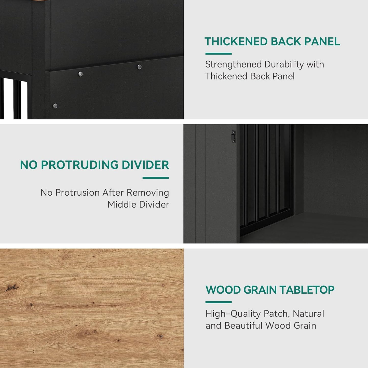 YITAHOME 60" Double Wooden Dog Crate Furniture with Removable Divider & Storage Drawers, 2 Doors Kennel with Locks for Medium & Large Dogs, Multi-Functional Dog Crate End Table for Indoor use, Black