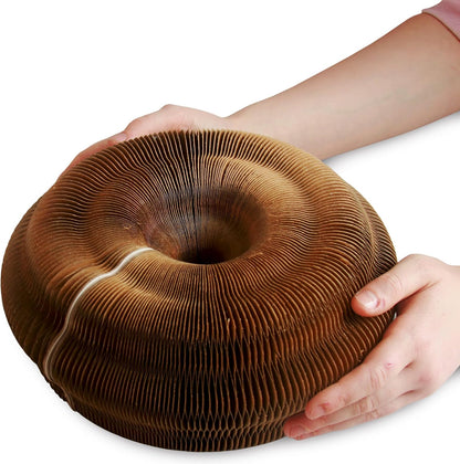 Magic Organ Cat Scratcher Board Toy with Bell Ball and Catnip - Longer, Stretchier Accordion Cardboard Scratching Pad with 4 Strong Magnets - Interactive Fun and Enrichment for Indoor Cats