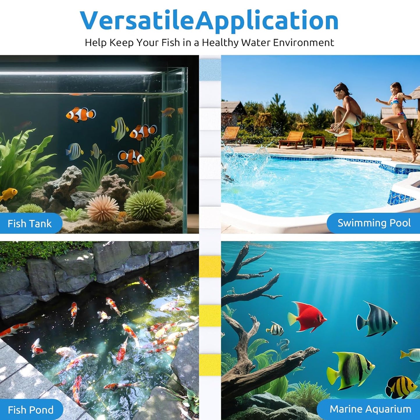 SEAOURA 7-in-1 Aquarium Test Kit for Fish Tanks - 65 Strips Water Testing Strips for Aquariums & Ponds Accurate Testing Nitrate，Nitrite，Chlorine，Hardness，Alkalinity，Carbonate，pH