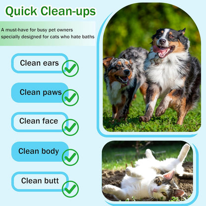 Dog Wipes Cleaning Deodorizing & Washing Gloves for Pets,Glove Wipes Pro for Dogs & Cats with Coconut Oil, Extra-Thick,Lick-Safe for Paws,Eyes,Ears&Body,Rinse-Free Waterless Bath, 4Pack,24PCS