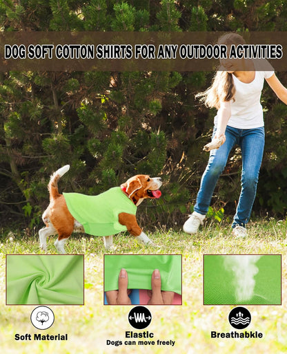 Dog Lightweight Shirt,Blank Summer Cool Breathable Large Dog T-Shirts,Pet Sleeveless Stretchy Clothes, 2 Pack,XXL Blue Green
