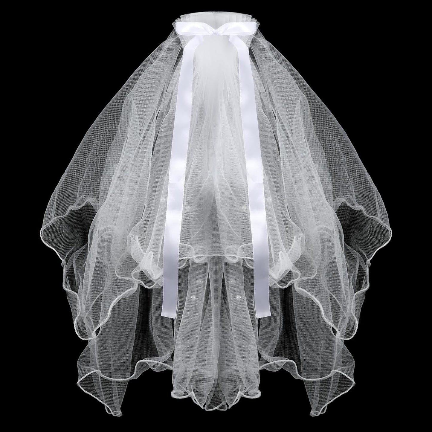 Dog Bow Bride Veil, Pet Wedding Veil with Clip White Dogs Veils Dress Handmade Two-Layer Dogs Headwear Wedding Outfit Hair Accessories for Birthday Weddings Party Decorations