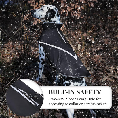 VIVAGLORY Chew Proof Dog Leash + Dog Coat, Running Waist Leash with Belt for Running Walking, Warm Fleece Lined Reflective