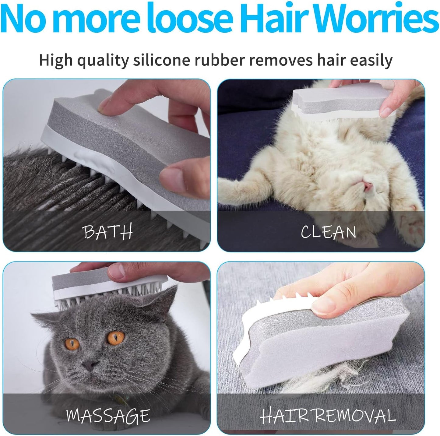 Mooncat Ear Cleaner Finger Wipes for Cats & Dogs and Silicone Grooming Brush Bundle - Gentle Ear Care Solution and Deshedding Massage Comb for Indoor Kittens