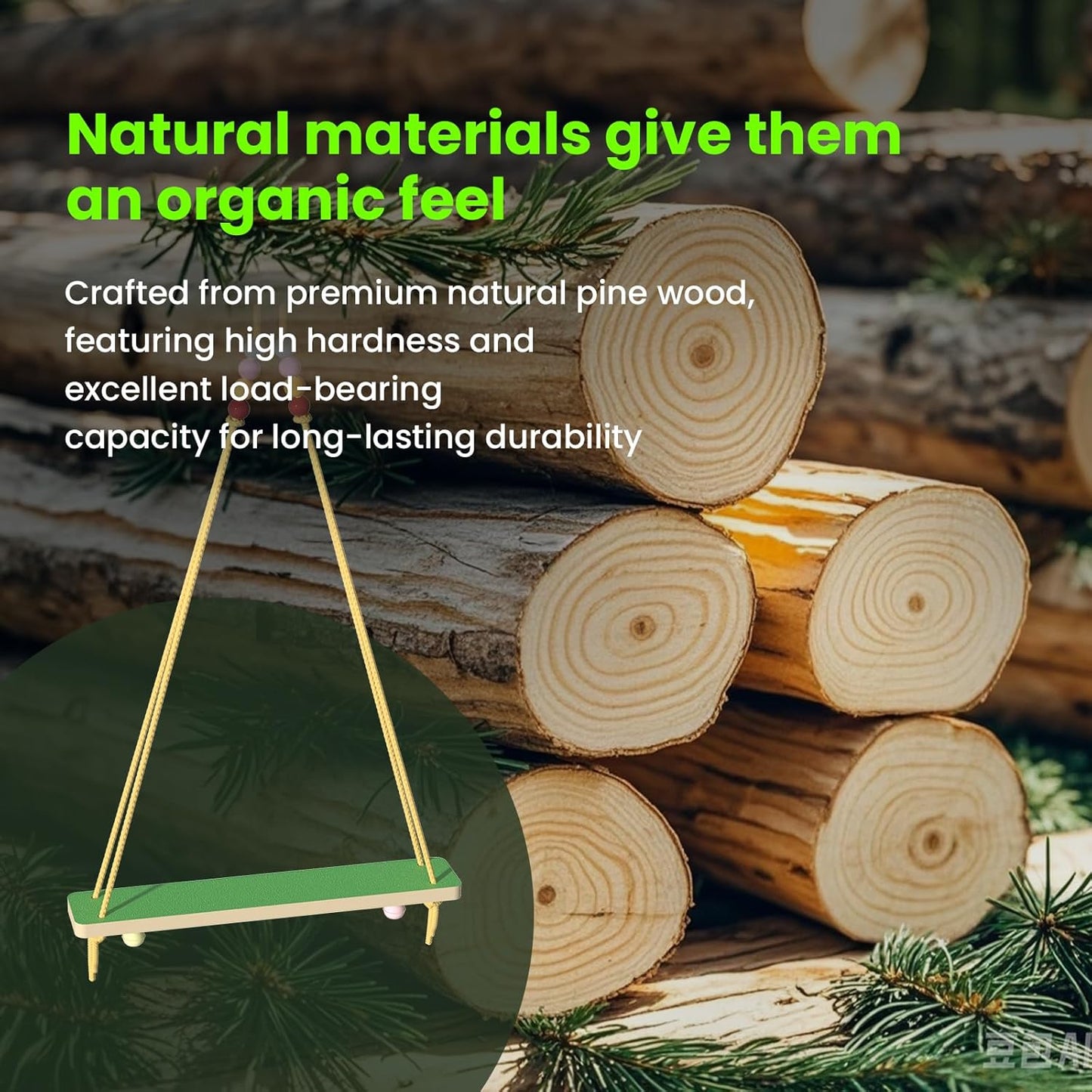 15.7-Inch Wooden Frosted Chicken Swing Perch Toy Natural Handcrafted Chicken Coop Accessory Chicken Enrichment Toy for Hens and Roosters(Yellow)