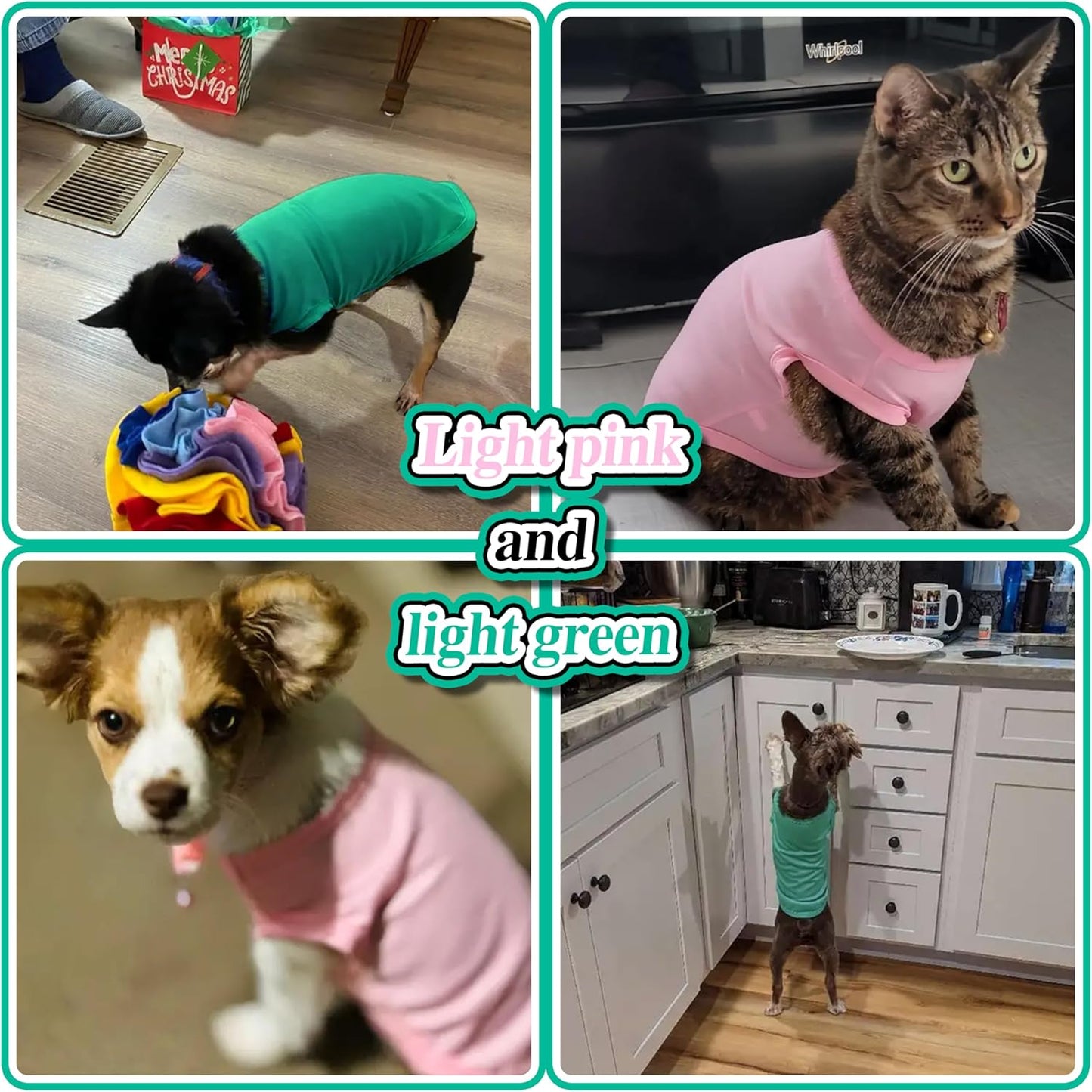 2 Pack Solid Color Dog Shirts - Lightweight, Quick Dry, Breathable Pet T-Shirts for Small to Large Dogs - Stretchy, Durable, Ideal for All Seasons and Holidays.Pink Green S