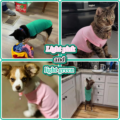 2 Pack Solid Color Dog Shirts - Lightweight, Quick Dry, Breathable Pet T-Shirts for Small to Large Dogs - Stretchy, Durable, Ideal for All Seasons and Holidays.Pink Green S
