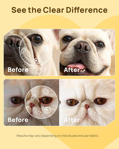 HICC PET Dog Wrinkle Wipes, Gentle Tear Stain Remover & Fold Cleaner, Vet-Approved Wipes for Odor & Itch Relief, Cleans Tail Pockets & Facial Folds for French Bulldogs, Pugs, Shar-PEIS (100 Ct)