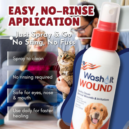 Dog Wound Care Gel & Wash Duo Pack | Styptic Powder Alternative for Dogs & Cats - Quick Stop Bleeding for Cuts (15ml) | Wash It Wound Wash for Dogs & All Pets/Animals to Gently Cleanse Wounds (4oz)