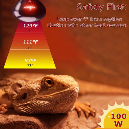 60W Red Infrared Heat Lamp Bulb – All-Day Heating, Supports Metabolism & Digestion, Basking Spot Light for Reptiles, Lizards, Snakes & Chicks, Terrarium & Brooder Heater