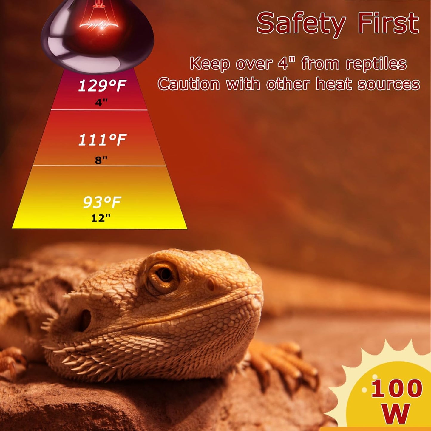 60W Red Infrared Heat Lamp Bulb – All-Day Heating, Supports Metabolism & Digestion, Basking Spot Light for Reptiles, Lizards, Snakes & Chicks, Terrarium & Brooder Heater