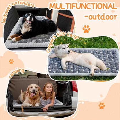 Nuanchu Backseat Dog Bed Mat for Car Non-Slip Pet Seat Cover with Star Pattern, Washable Travel Blanket for Cars Suvs Trucks (Grey & White, 24"x53")