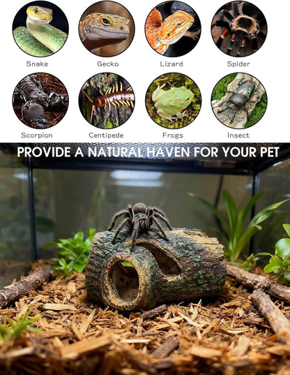 Aquarium Hollow Wood Fish Tank Decorations - Fake Logs Terrarium Décor, Cave and Shelter for Reptiles Hide, Aquarium Hideout for Betta Fish,Shrimp and Turtle,for 20 Gallon Tank