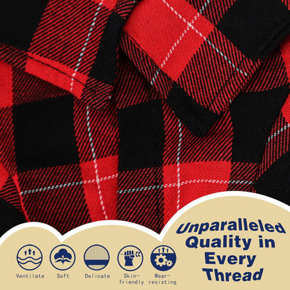 Paiaite Plaid Dog Shirt: Classic Checkered Style in Pure Cotton for Large, Medium, and Small Breeds, Comfort, Breathability, and Elegance. Perfect for Everyday Wear, and Photoshoots Red M