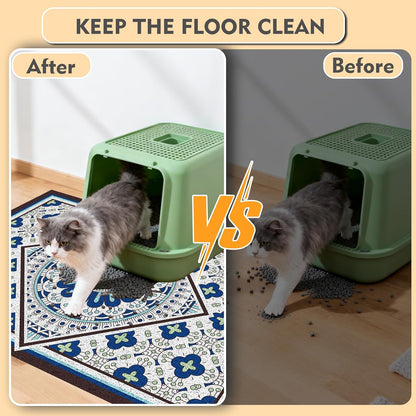 Jumbo Cat Litter Mat Catcher 35x24 | Ultra-Absorbent Litter Box Rug with PVC Mesh | Non-Slip Cat Rug for litter box, Washable Kitty Litter Mat For Indoor,Garden
