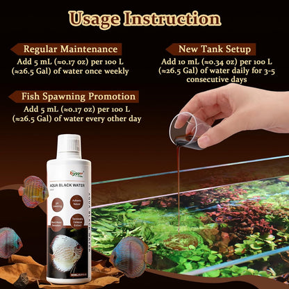 hygger Blackwater Aquarium Conditioner with Natural Olive Leaf Extract, Humic & Tannins, Regulate pH Value Soften Water Create Tropical Biotope Black Water Environment for Freshwater Aquarium (500ML)