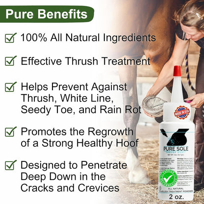 Thrush Treatment for Horses - Pure Sole Thrush Dust (2 oz.) Bundle + Pure Sole Hoof Cleanse (16 oz.)