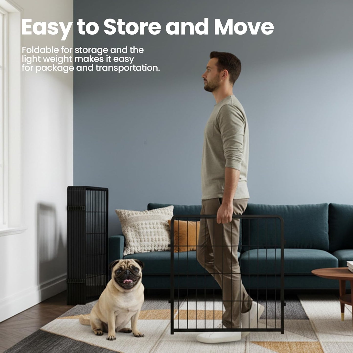 Dog Playpen, 32 Inch 16 Panels Dog Fence for Small/Medium Dogs Puppy/Indoor & Outdoor Bliss, Perfect Dog Pen for Camping, Yard, RV, Garden Fence, Black