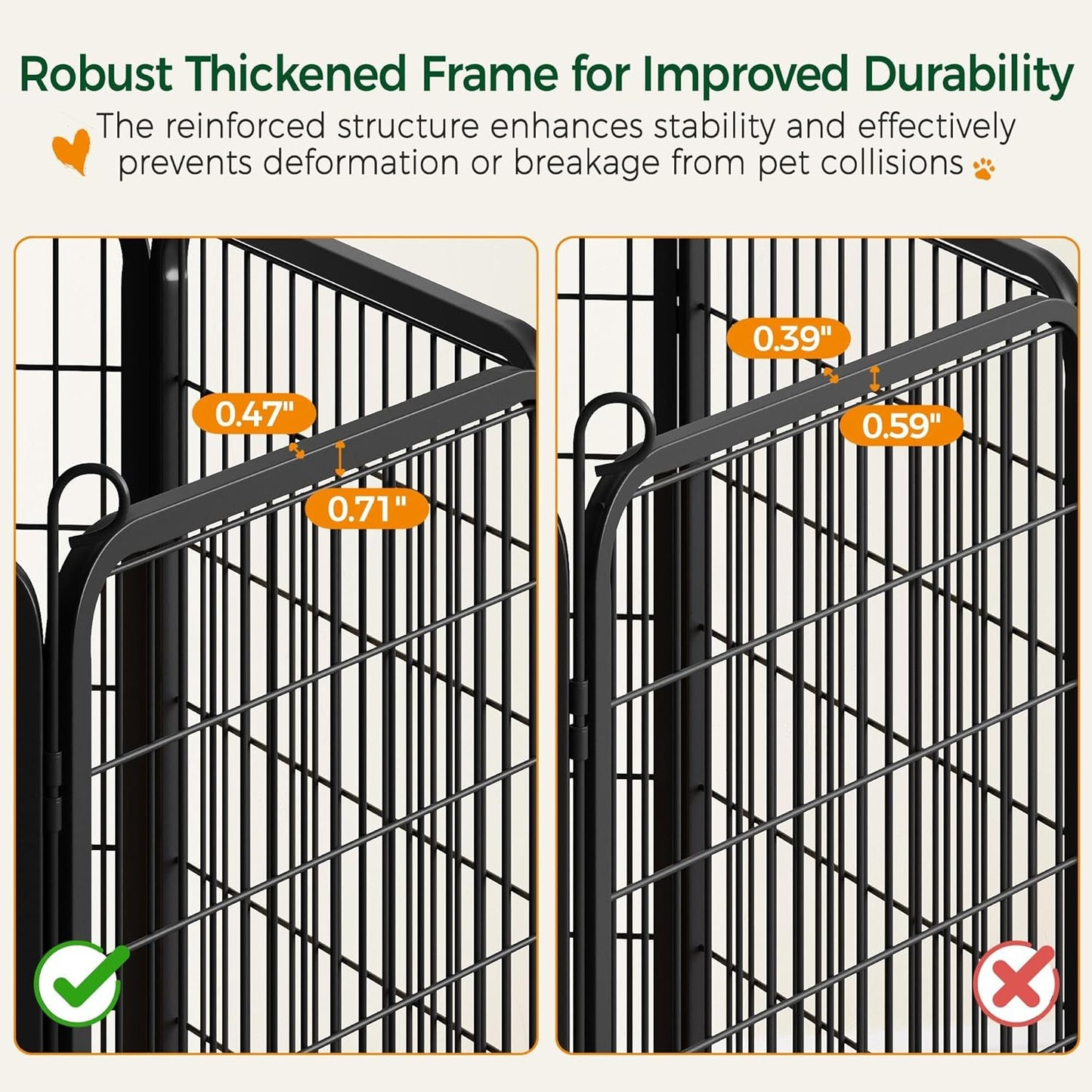 Yaheetech Dog Playpen, 40 inch 8 Panels Dog Pen for Indoor Heavy Duty Puppy Exercise Pen Metal Pet Fence for RV Camping/Yard/Garden