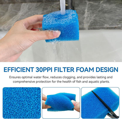 Bio-Foam for AC20 Power Filter, Replacement Aquarium Sponge Filter Media Foam Construction for Use in Freshwater & Saltwater Aquariums, 30PPI Filter Sponge Pads (6 PCS)