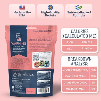 Side by Side Chicken Bowl Booster - Warming Freeze-Dried Dog Food Topper for All Breeds - Made with Nutrients & Whole Raw Foods Toppers for Dogs - No Artificial Additives or Fillers (4 oz, 2-Pack)