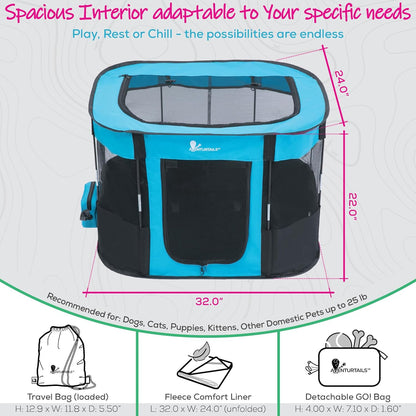 Portable Dog Playpen Medium - Cat Playpen for Indoor Cats Enclosed - Foldable Collapsible Fabric Pen - Travel Puppy Kitten Crate Kennel - Indoor Outdoor popup Tent for Pets Small Dogs Puppies Kittens