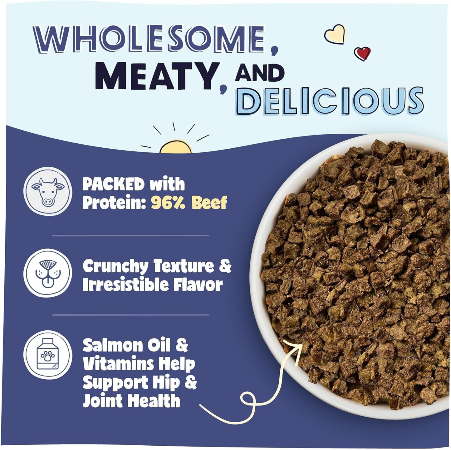 Pawstruck Air Dried Dog Food with Real Beef, Grain-Free, Made in USA, Non-GMO & Vet Recommended, High Protein Limited Ingredient Full-Feed for All Breeds & Ages, 2lb Bag