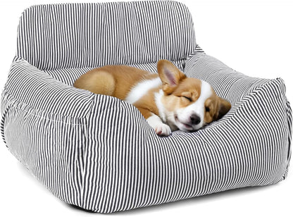 Dog Car Seat for Small Dogs, Pet Booster Seat with Clip-On Safety Leash and Storage Pockets, Washable Travel Dog Car Bed for Puppy （Black）