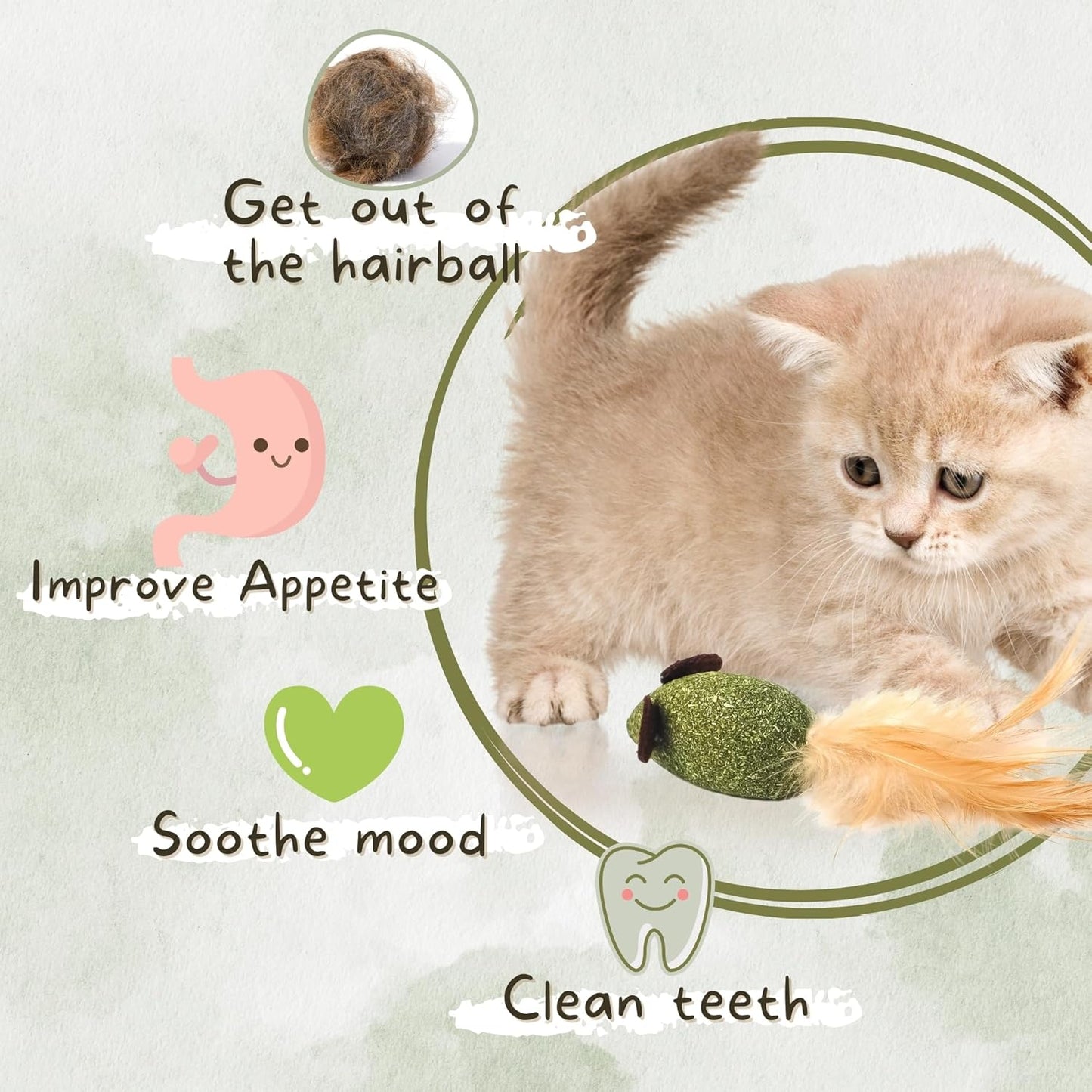 Yeahgoshopping Interactive Cat Toys Wand & 3 Pcs Catnip Mice Toys Feather Tails, Cat Exercise, Boredom Relief & Teeth-Cleaning Kitten (Cat Toys Wand + 3 Pcs Catnip Mice Toys)