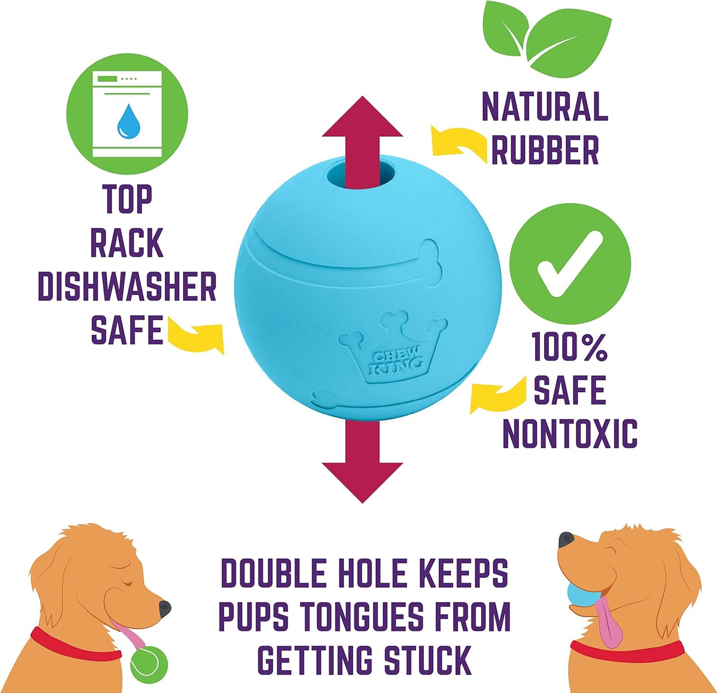 Chew King Fetch Balls Extremely Durable Natural Rubber Toy Pack of 3 - 3 inch Balls (CM-0263-CS01)