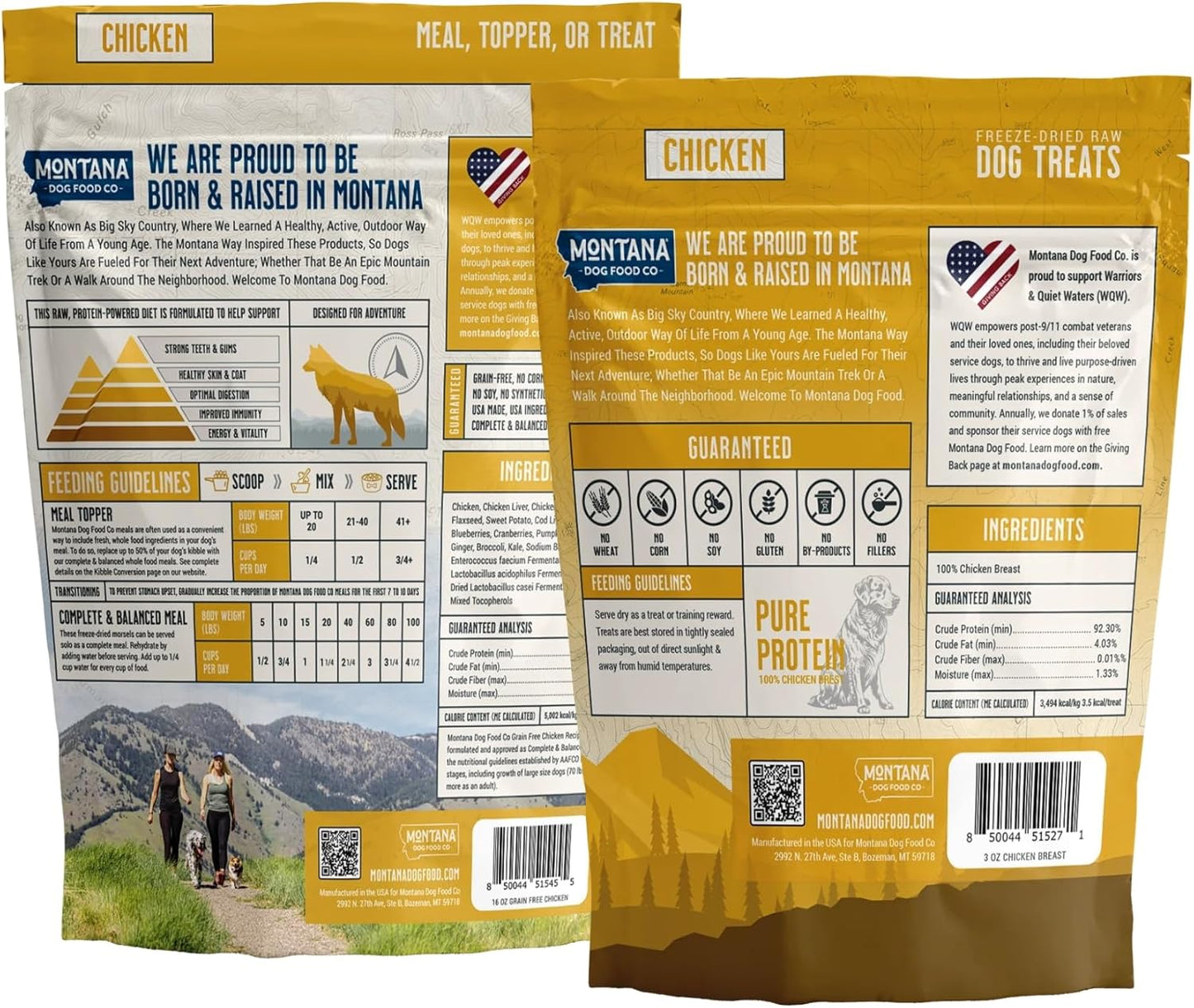 Chicken Dog Food and Chicken Dog Treat Adventure Fuel Bundle - 16 oz Freeze-Dried Raw Food with Single Ingredient Training Snacks
