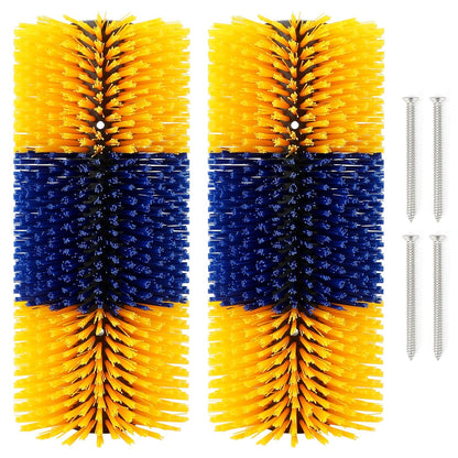 2 Pcs Livestock Scratch Brushs, Cattle Brush Relieves Itching and Cleansing Massage Brush Kit, Cattle Supplies Suitable for Cows, Horses, Sheep & Pigs with 2 Screws