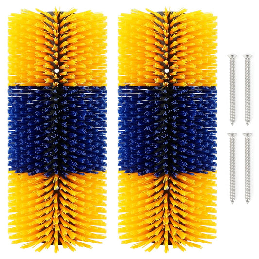 2 Pcs Livestock Scratch Brushs, Cattle Brush Relieves Itching and Cleansing Massage Brush Kit, Cattle Supplies Suitable for Cows, Horses, Sheep & Pigs with 2 Screws