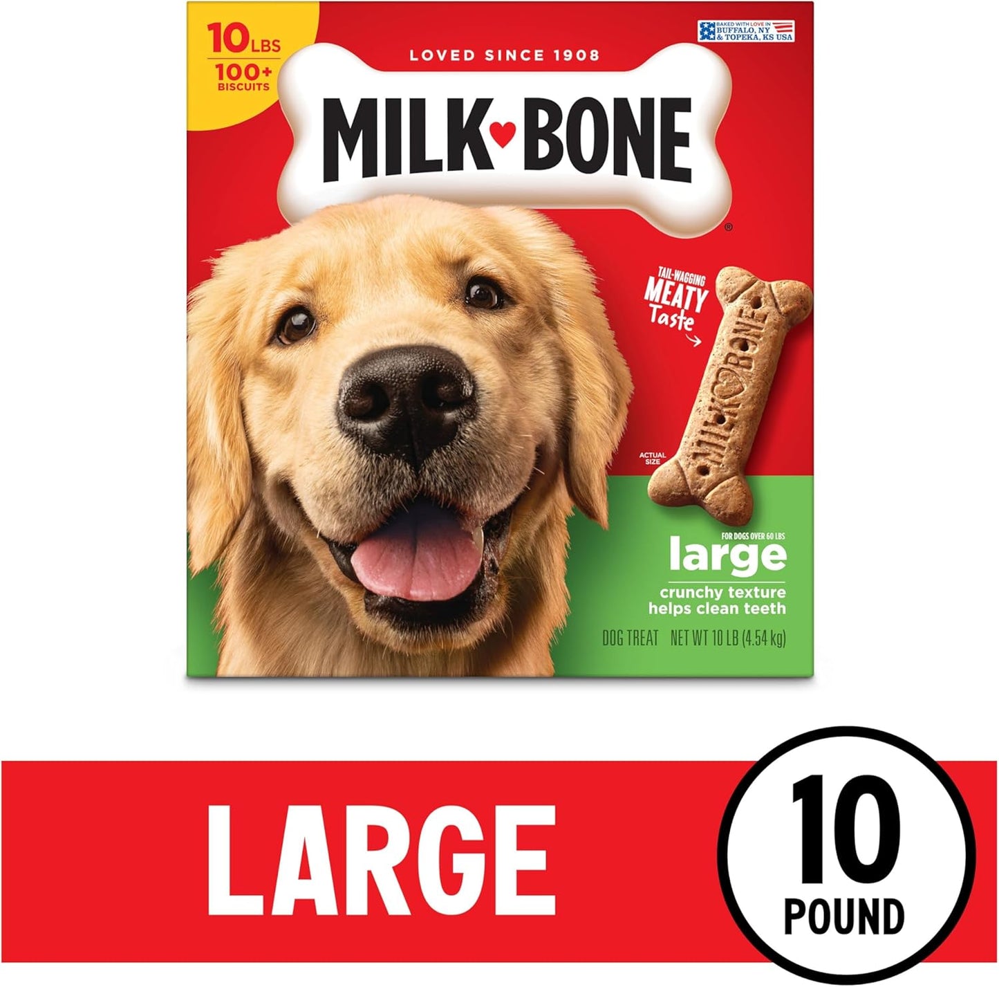 Milk-Bone Original Dog Treats Biscuits for Large Dogs, 10 Pounds (Packaging May Vary)