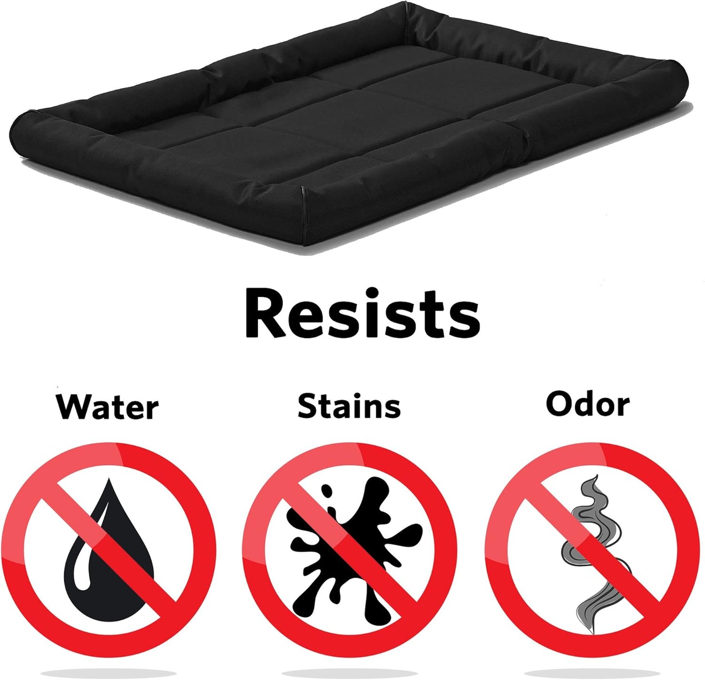 MidWest Homes for Pets Intermediate QuietTime MAXX Ultra-Rugged Dog Bed, Water & Odor Resistant, Bolstered Edge, Non-Slip Bottom, Fits 36-inch Crates, Black