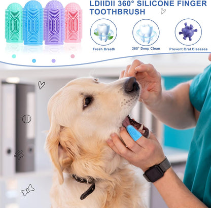 Dog Toothbrush 4 Pack Dog Tooth Brushing Kit Dogs Finger Toothbrush for Teeth Cleaning & Dental Care Cat Toothbrushs Doges Tooth Brush Puppy toothbrushs Pet Toothbrushes Finger Brush
