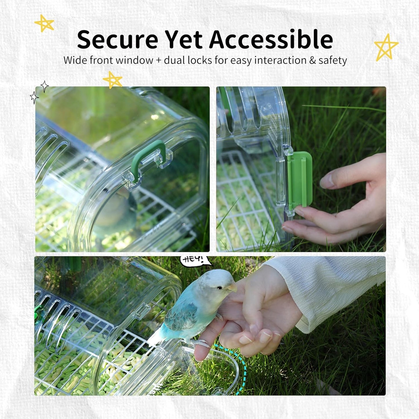 Bird Travel Carrier Cage with Metal Perch, Bottom Mesh, Food Bowl Tray, Cage Cover & Breathable Clear Ventilation for S/M Birds, Conures, Parakeets, Budgies, Canaries, Lovebirds - Purple