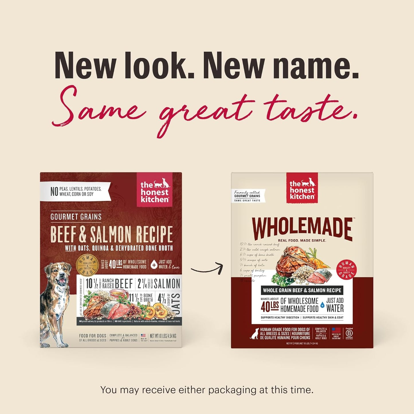 The Honest Kitchen Wholemade™ Dehydrated Whole Grain Beef & Salmon Dog Food, 10 lb Box