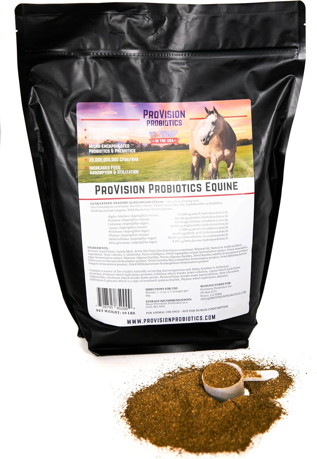 Digestive Aid for Horses - 10 lb Bag (160 Servings @ 61¢/Serving) - Probiotics, Prebiotics, and Digestive Enzymes for Gut Health, Nutrient Absorbtion & Performance