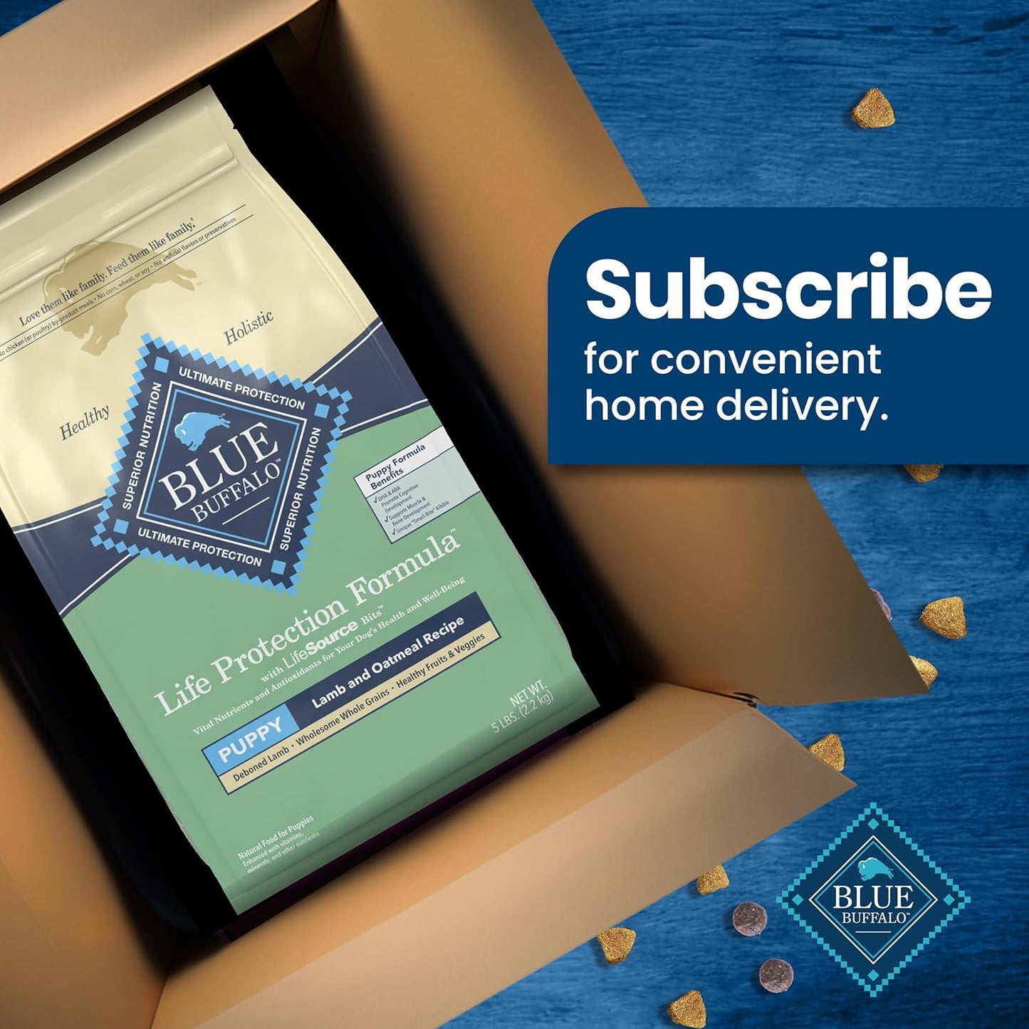 Blue Buffalo Life Protection Formula Puppy Dry Dog Food with DHA and ARA, Made with Natural Ingredients, Lamb & Oatmeal Recipe, 5-lb Bag