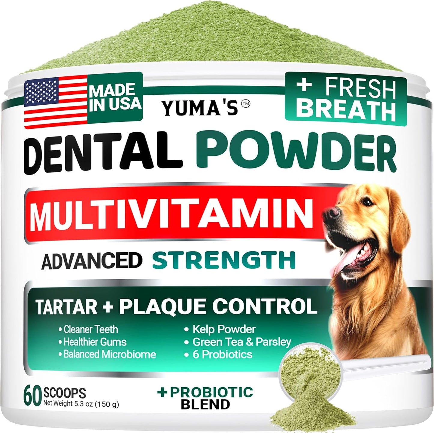 Advanced Dog Dental Powder, Breath Freshener with Multivitamin, Dog Teeth Cleaning, Bad Breath & Tartar and Plaque Off Remover for Dogs Probiotics lab co, Pet Oral Care - Vitamins and Supplements