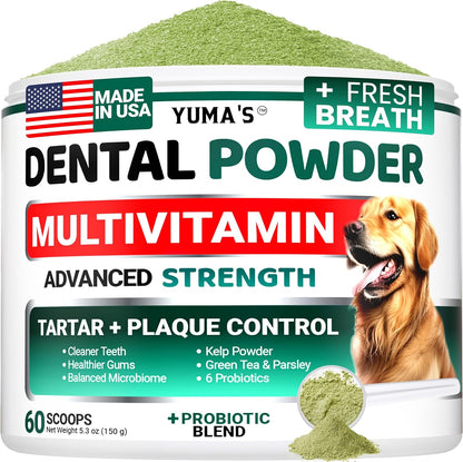 Advanced Dog Dental Powder, Breath Freshener with Multivitamin, Dog Teeth Cleaning, Bad Breath & Tartar and Plaque Off Remover for Dogs Probiotics lab co, Pet Oral Care - Vitamins and Supplements