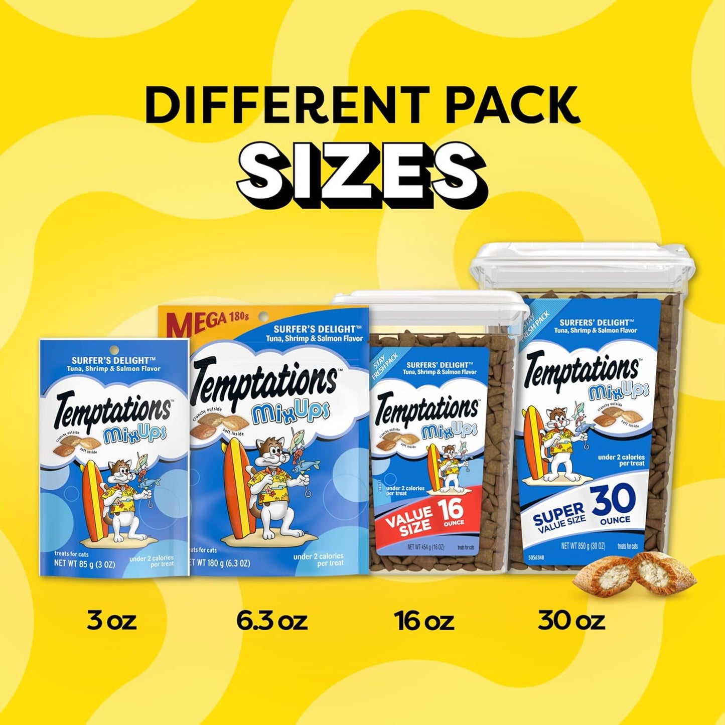 Temptations MixUps Surfer's Delight Flavor Crunchy and Soft Cat Treats, 16 oz. Tub