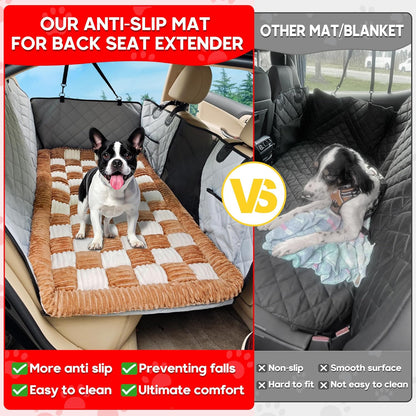 Dog Car Bed Mat, Non-Slip Backseat Extender Pet Blanket, Plaid Dog Bed for SUVs, Sedans & Trucks, Chew-Resistant Travel Pad for Dogs, Easy Clean & Scratch-Proof & Comfort (50"x24.6")