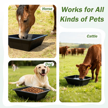 4Pcs Rubber Feed Pan, 3 Gallon Durable Rubber Feed Pan Chicken Dust Bath Livestock Water Bowl for Pig Goat Chicken Dogs Farm Small Animal