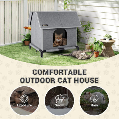 MIU COLOR Large Outdoor Cat House, Upgraded Aluminum Foil Material, Weatherproof Elevated Shelter & Outdoor Cat House, Small Weatherproof Cat Houses