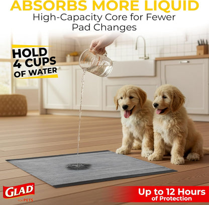 Glad for Pets Black Charcoal Puppy Pads - Super Absorbent Disposable Dog Pee Pads, Potty Training Pads, and Pet Supplies - Dog Pee Pads for Crate Training and Indoor Use 23" x 23" - 50 Count