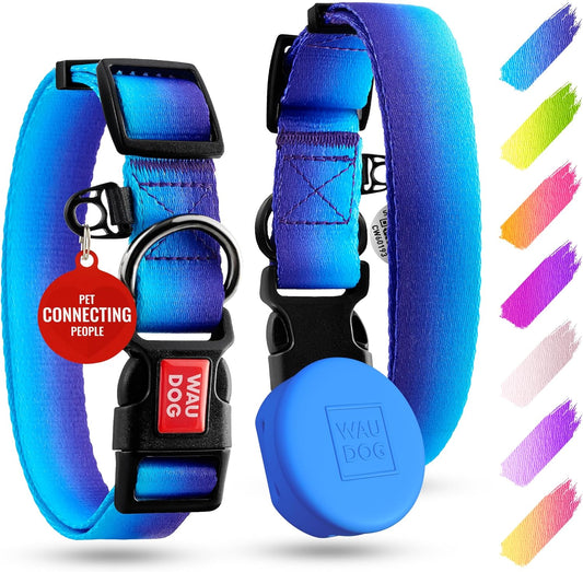 Nylon Dog Collar with Air Holder - Adjustable for Large Dogs, Small & Medium Dogs - Puppy Collars for Large Breed Dogs - Boy & Girl Collars