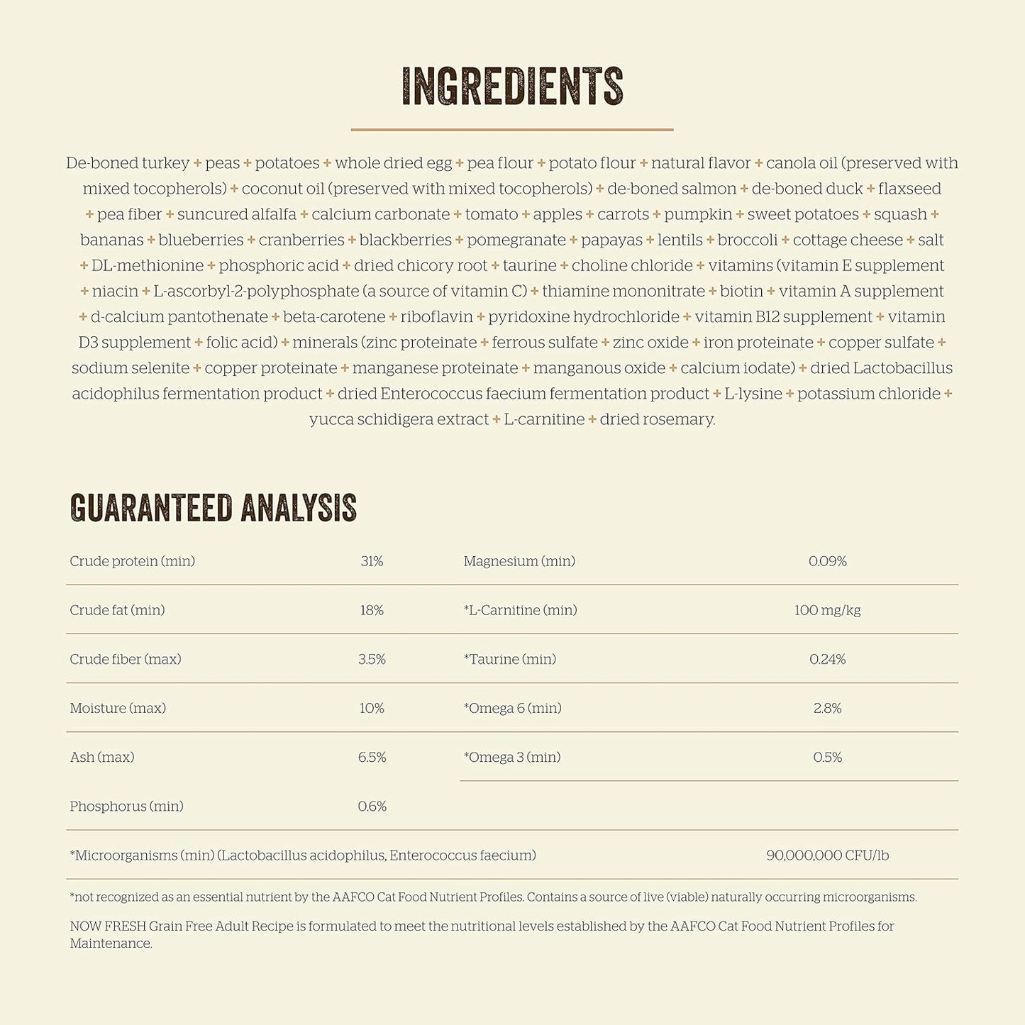 Now Fresh Grain-Free Dry Cat Food with Turkey, Salmon & Duck, Healthy Kibble for Adults Made with Real Meat & Fish, Chicken-Free, with Pumpkin & Probiotics for Sensitive Stomachs, 3 lb Bag