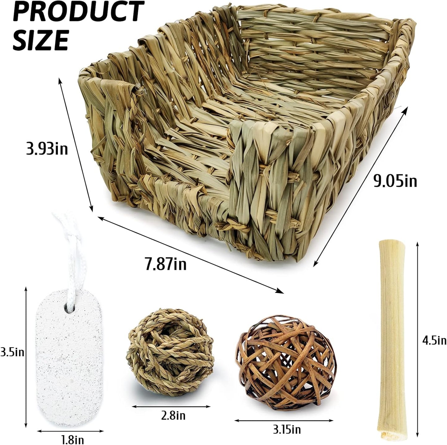 Hamiledyi Rabbit Grass Bed for Bunny, 12 Pcs Pet Bunny Chew Toys Natural Hand-Made Woven Hay Mat Hamster Grass Basket Small Animals Bedding for Guinea Pig Chinchilla Ferret Gerbil Rat